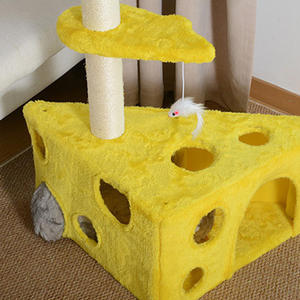 Torre rascadora y túnel para gatos estilo queso moderno, ideal para espacios pequeños, con sisal resistente a los arañazos y que no suelta pelo, para gatos de <span class=keywords><strong>apartamento</strong></span>. - Product Image 3
