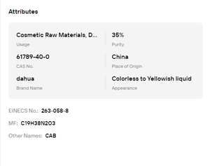 CAB-35 CAB-45 Cocamidopropil Betaína CAPB para la Fabricación de Productos para el Cuidado de la Piel y el Cuidado Personal - Product Image 6