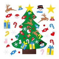 Hochwertige Filz-Weihnachtsbaum-Hängedekoration LED-Lichter 24 Stück Abnehmbare Ornamente für Innenbereich Kleinkind Weihnachts-Bastelgeschenk
