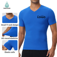 Nouvelle arrivée, t-shirt de sport pour homme, coupe ajustée, séchage rapide, col en V, manches courtes, pour la salle de sport, l'entraînement et le fitness