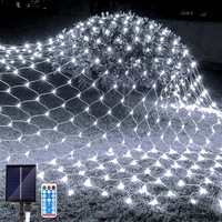 Solarbetriebene Kupfer-LED-Dekorationslichterketten mit Fernbedienung, Gitterförmige Sterne, IP44-Zertifiziert für Festliche Außendekoration