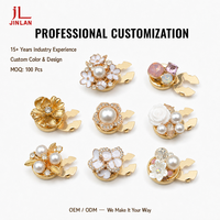 Penutup Kancing Bunga Berhias Rhinestone Campuran, Kancing Kemeja Dekoratif Model Jepit, OEM ODM Set Grosir