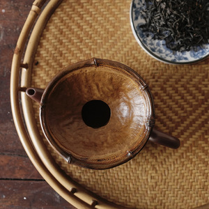 Service à thé en bambou naturel laqué, passoire à thé, entonnoir pour orienter le thé dans la théière et éliminer les feuilles de thé. - Product Image 1