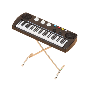 소형 드럼 키트 전자 키보드 악기 스피커 구리 및 목재 모형 인형 가구 장면 축제 선물 - Product Image 5