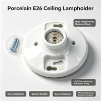 Douille de lampe sans clé en porcelaine E26, culot moyen, 660W, en céramique blanche, pour montage sur boîtier, compatible LED et ampoules à incandescence