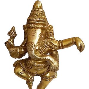 PARIJAT HANDICRAFT Shabby Chic Luxury Ganesha Statue Handmade Brass Hindu God for Home Decor Office Pooja <b>Mandir</b> - Product Image 3