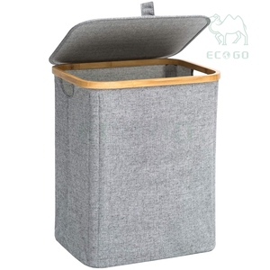 Collapsible <b>Laundry</b> Hamper <b>With</b> <b>Lid</b> Bamboo <b>Laundry</b> <b>Basket</b> <b>With</b> Handles Multifunctional Waterproof Clothes Hamper - Product Image 6