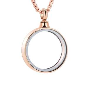 Yeni yuvarlak şekil paslanmaz çelik kremasyon madalyon cam nazarlık anıt Urn kolye mücevher tutucu külleri urn keepcenaze külü vazosu - Product Image 5