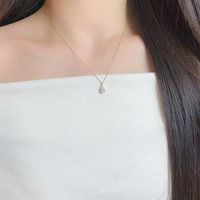 Collane con Pendente a Goccia Minimalista in Oro 18K con Diamanti Coltivati in Laboratorio, Collane Delicate alla Moda, Gioielli con Ciondoli a Catena di Diamanti da Donna