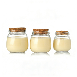 Fournisseur en gros <span class=keywords><strong>de</strong></span> pots en verre transparents vides et rechargeables <span class=keywords><strong>de</strong></span> 100 ml, 200 ml, 300 ml pour aliments pour bébés, poudings, yaourts, miel, confitures et gelées - Product Image 5