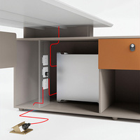 Bureau de direction en forme de L, robuste, avec pieds en métal, armoire de rangement latérale multifonctionnelle pour l'espace de travail du directeur