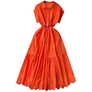 2026 <strong>Hot</strong> Selling Chinese Style A-line High Waist Hollowed-out Pleated Floor-length Party Summer Women's Loose Tight Dress - Product Image 4