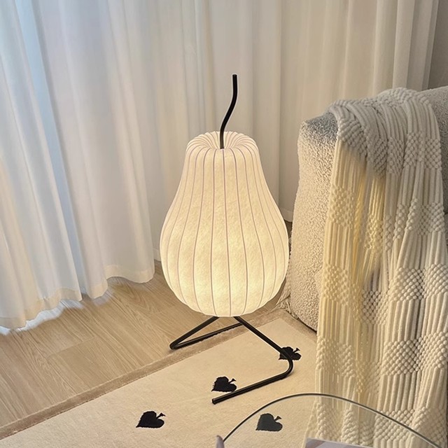 Wabi-Sabi Asian Floor Lamp-Modern Fabric Standing Light for Minimalist Living Room