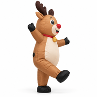 Renne gonflable de Noël avec nez rouge et collier à cloche, figurine Rudolph pour la décoration extérieure de jardin, pelouse, fête de Noël