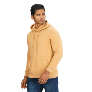 Sweat-shirt à capuche décontracté uni pour homme, coupe oversize, 410g, épais, hiver, épaules tombantes, teinture unie, OEM ODM - Product Image 2