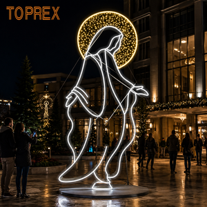 Lumières LED 2D TOPREX Motif Silhouette Vierge Marie pour Décoration Murale d'Église Catholique Scène de Nativité Sacrée - Product Image 1