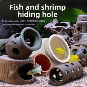 Nido de Arcilla Zisha en Forma de Pez/Gamba para Acuario, Cueva Mini para Peces, Decoración para Pecera - Product Image 1
