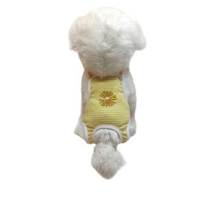 Culotte menstruelle rayée jaune pour chien, avec fleur brodée, pour femelles Teddy Bichon Frise, utilisation quatre saisons - Product Image 5