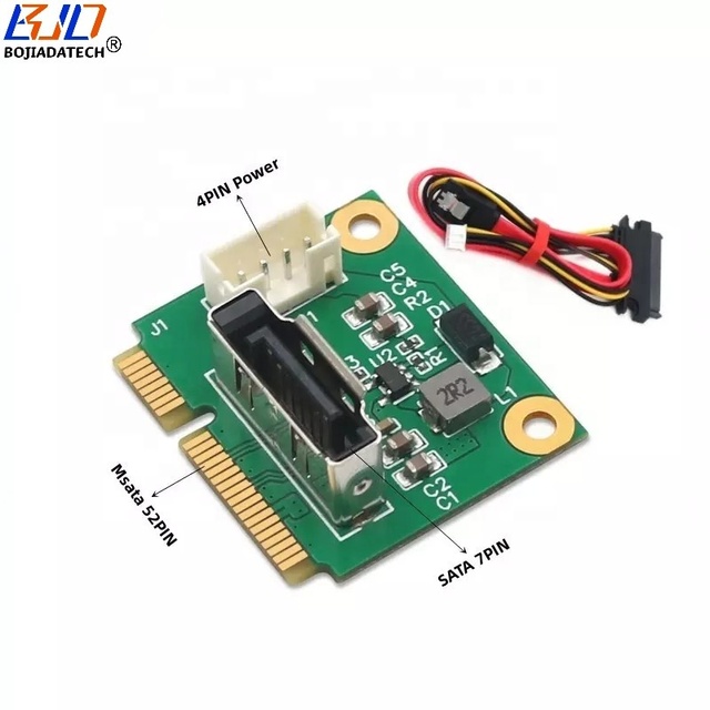 Msata Interface to SATA 7Pin Connector Adapter Card (With 5V Power) + Data Cable for 2.5 Inch HDD Hard Disk Drive