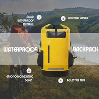 Sac à dos étanche 500D avec fermeture à enroulement, 35L 55L, avec bande réfléchissante et poches latérales en maille, pour kayak, randonnée, camping, activités de plein air