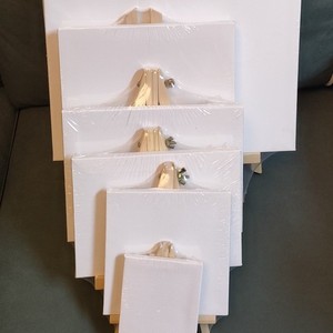 卓上ディスプレイとアートプロジェクト用の小さな空白のキャンバスフレーム付きミニイーゼルとキャンバスセット - Product Image 1