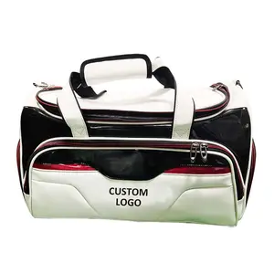 Kunden spezifische gestickte Logo PU Leder tragbare Boston Golf tasche