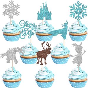 Decorazioni per Cupcake all'Ingrosso, 8 Pezzi, Topper in Carta Glitterata per Torte, Decorazioni per Dessert a Tema Invernale, per Feste di Compleanno per Bambini - Product Image 5