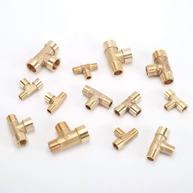 Brass Plumbing Pipe Fittings Female Hexagon Forged 3 Way Equal And Reduced Tee