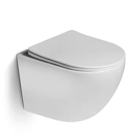 Toilette murale moderne de luxe en céramique blanche, articles sanitaires monobloc avec réservoir dissimulé P-Trap pour hôtels et salles de bains