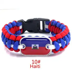 Оптовая продажа новых особенностей, браслет из Паракорда с флагом Гаити для выживания