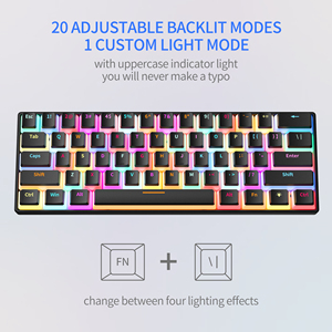 For KA616 60 Percent Tkl 61 Keys Pudding Keycaps Red Switch RGB Backlit Hot Swap <b>USB</b> Type-C Wired Gaming <b>Keyboard</b> KA616 61 Keys - Product Image 3