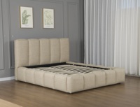 Tête de lit moderne Willsoon, design capitonné vertical, cadre en bois, revêtement en tissu, levage hydraulique, rangement, taille Queen/King