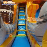 Toboggan aquatique gonflable géant à double piste avec grande piscine, toboggan aquatique gonflable professionnel pour parc d'attractions et événements en plein air