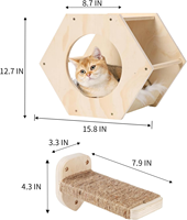 Étagères murales modernes et robustes pour chats avec 3 marches, griffoir et hamac, pour chats d'intérieur (Bois) – Vente en gros