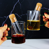 Mug en verre droit avec anse verte, infuseur créatif en forme de tube à essai, tasse en verre borosilicate pour thé aux fleurs et infusion à froid