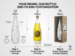 Botella de Vidrio Geométrica Personalizada de 500 ml para Aceite de Oliva, Venta al por Mayor Directa de Fábrica, Envase Premium Vacío para Vino, Licores y Bebidas, OEM - Product Image 3