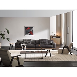 Franse vintage grote bank, ecologisch leer, massief houten frame, brede zitting, ontspannende lounge, bank, ruime kamer - Product Image 3