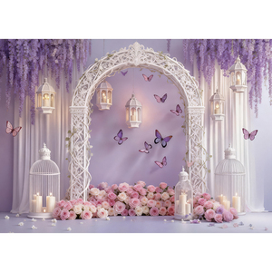 ฉากหลั<span class=keywords><strong>ง</strong></span>โค้งสีลาเวนเดอร์แสนโรแมนติก ผีเสื้อ กร<span class=keywords><strong>ง</strong></span>นก <span class=keywords><strong>ด</strong></span>อกไม้ ฉากถ่ายภาพ <span class=keywords><strong>ง</strong></span>านหมั้น <span class=keywords><strong>ง</strong></span>านวันเกิด แบนเนอร์ปรับแต่งได้ - Product Image 2