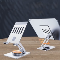 Support de bureau rotatif à 360° en aluminium pour tablette et téléphone, pliable et réglable en hauteur, en métal