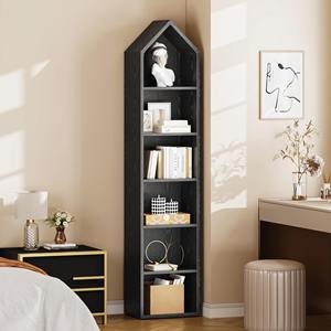 Fabricación personalizada piso de madera tipo libros decoración del hogar pared 6 niveles librería sala de estar organizador de almacenamiento de madera estante - Product Image 2