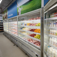 Supermarkt koelmeubel voor fruit en groenten, open multideck koelvitrine