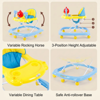 Marcheur bébé 3 en 1 dessin animé filles garçons bébé chaise de marche produits jouets musique pliant trotteur avec roues et siège