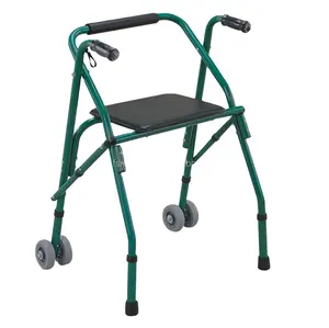 Factory low price health care Aluminum folding walker with wheels and seat for the disabled