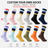 Chaussettes de sport personnalisées pour hommes et femmes, avec logo brodé, design tendance, en tricot, tube, blanc et noir, logo personnalisé