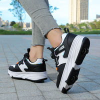 Rollers Réglables 4 Roues Double Usage pour Garçons, Chaussures de Sport à Roulettes Tendance pour Enfants, Loisirs de Plein Air pour Étudiants