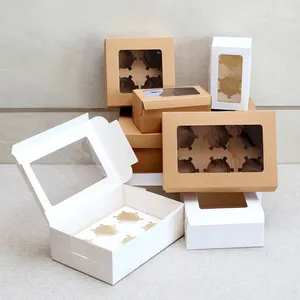 Hochzeit kundendefinierte Cupcake-Schachteln Verpackung 1/2 /4/ 6 /12 Loch individuelle Muffin-Papierbecher-Kuchenbox