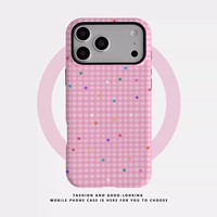 Film magnétique rose 2-en-1 ultra-fin à motif écossais pour coque 16 Plus/17 Pro avec protection des bords surélevés