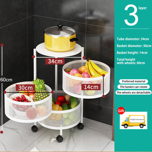 Çok katmanlı paslanmaz çelik depolama sepeti sebze ve meyve mutfak depolama için 360 derece dönen evrensel tekerlek - Product Image 2