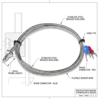 Sonde de température industrielle en acier inoxydable haute précision, capteur de température E K J T Pt100, thermocouple de surface 1 ℃   25 mm