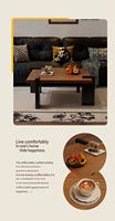 Table basse moderne en bois massif avec design de pieds en dalle minimaliste pour une décoration élégante du salon et des options de couleur personnalisées